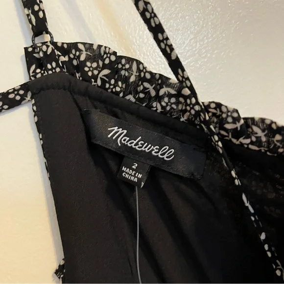 Madewell Black White Mini Dress Sophia Cami Tiered Mini Dress in Micro Daisy 2 - Picture 8 of 11